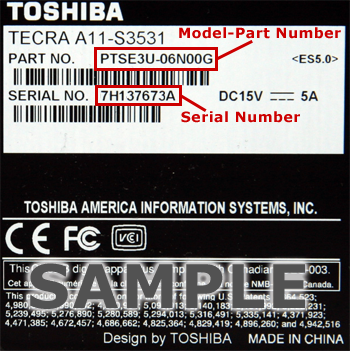 Laptop computer serial number