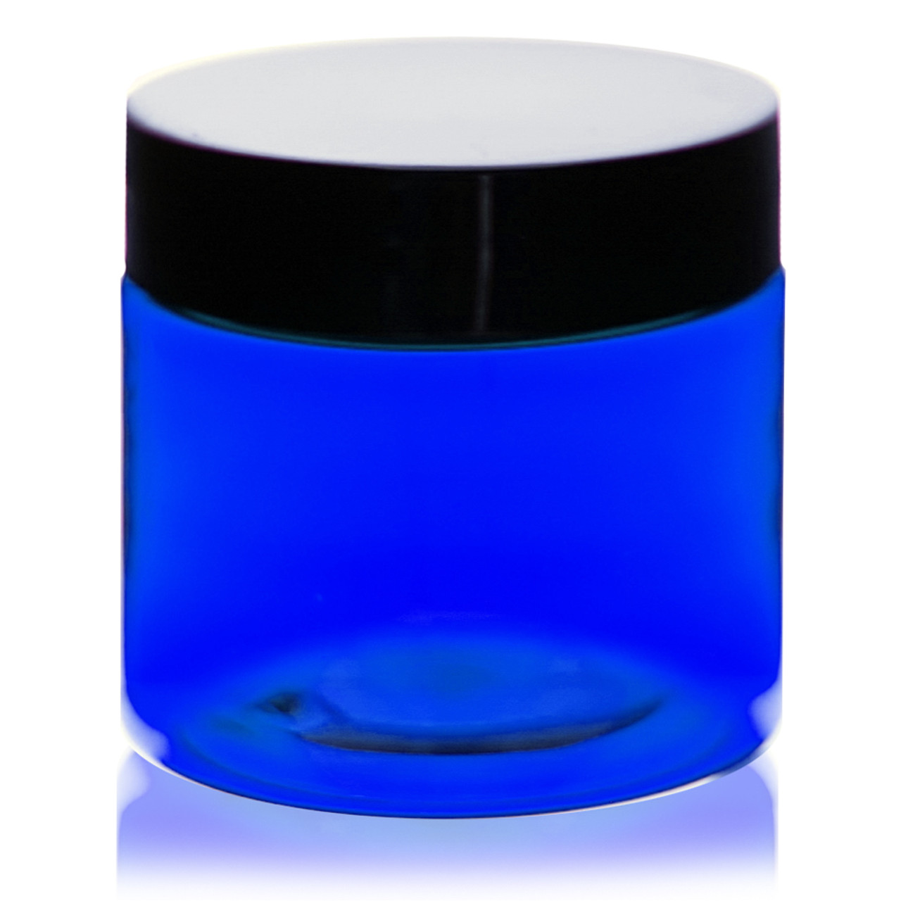 2 oz Cobalt BLUE Plastic Jar Straight Sided w/ Plastic ...