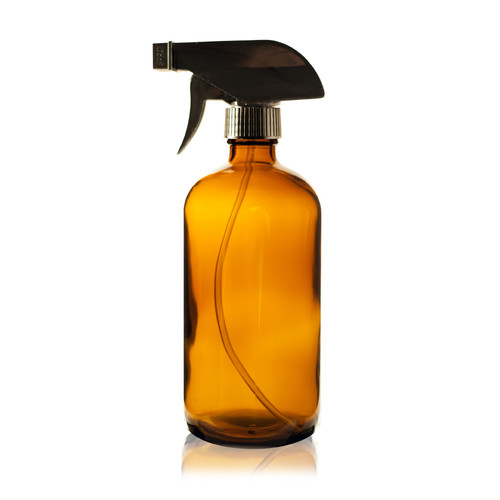 16 oz AMBER Boston Round Glass Bottle - w/ Trigger Sprayer 16 oz AMBER Boston Round Glass Bottle - w/ Trigger Sprayer