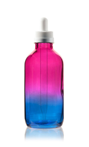 2 Oz Specialty Multi Fade Cosmic Cranberry and Teal blue Boston Round w/ White Child Resistant Dropper 2 Oz Specialty Multi Fade Cosmic Cranberry and Teal blue Boston Round w/ White Child Resistant Dropper