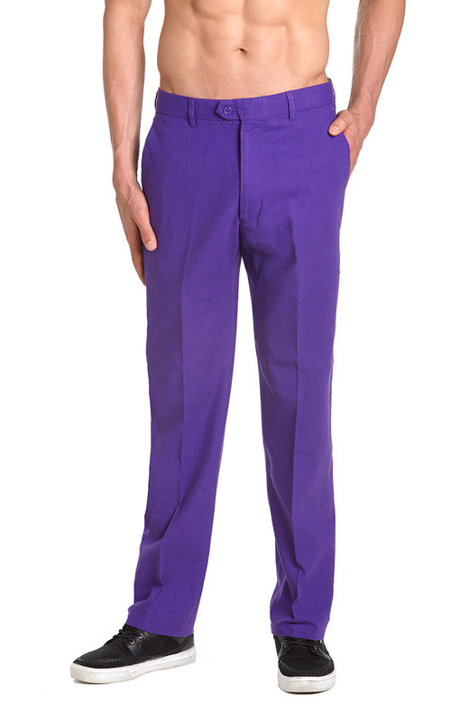 Purple Linen Dress Pants for Men | Solid Color Pants