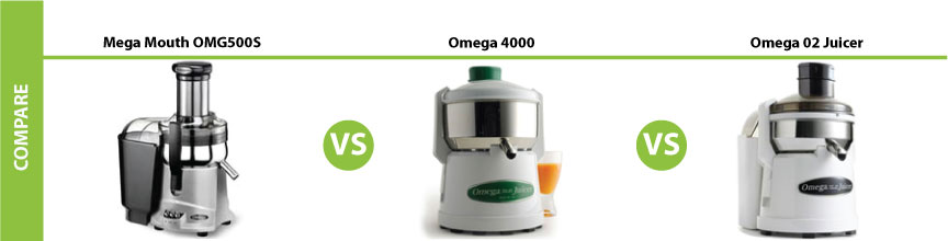 Compare Pulp Ejecting Centrifugals: Mega Mouth OMG500S, Omega 4000 and the Mini Omega 02 Pulp Ejector