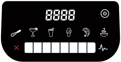 Control panel on the Designer 650 Blenders by Blendtec. Offering 6 Blending Programs