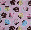 Cupcakes on Pink Fabric Swatch