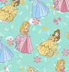 Princesses on Aqua Flannel Fabric Swatch