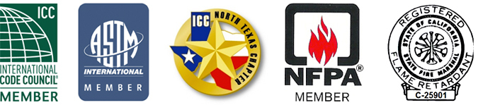 ICC, ASTM, NFPA, CA, TX Certified