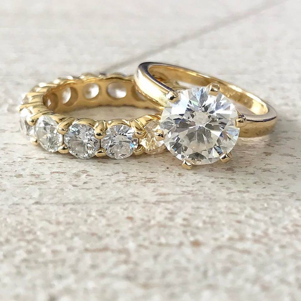 yellow gold diamond engagement eternity ring