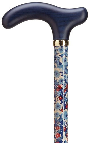 Ladies Blue Floral Print Walking Cane Exquisite Walking Canes