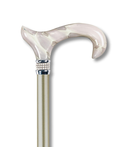 Ivory Cream Pearl Diamond Cane Exquisite Walking Canes 3772