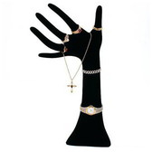 Necklace Bracelet Ring X-Large Hand Display 13"H Black
