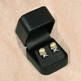 Round Corner Leather Earring Jewelry Gift Box Black