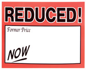 50 Large Paper Price Sign "REDUCED" 5.5x7"