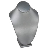 Standing Neck Bust Necklace Stand Steel Grey 10" H 