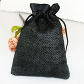 100 Burlap Drawstring Bag Gift Pouch 2 3/4" x 3 1/2" Black