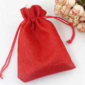 100 Burlap Drawstring Bag Gift Pouch 2 3/4" x 3 1/2" Red