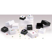 50 Glass Top Gem Box with 2-Sided Foam White Large