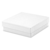 100 Jewelry Gift Box 3 3/4" x 3 3/4" x 1"(Cotton-Filled) White Linen