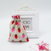 25 Jewelry Gift Pouch 4x5.5" Cotton Bags Strawberry