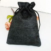 Burlap Drawstring Bag Gift Pouch 5" x 7" Black
