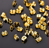100 Metal Earring Backing Nut Stopper (4.3x6mm) Gold