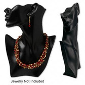 Self-Standing Necklace Earring Set Model Display 11"H Black