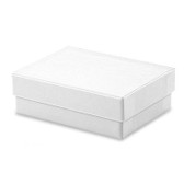 100 Jewelry Box 3 1/8" x 2 1/4" x 1"H (Cotton-Filled) White Linen