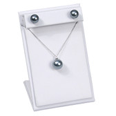 Pendant + Earring Jewelry Set Display White Leather