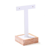Wood Earring T Display Stand Leather White