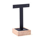 Wood Earring T Display Stand Leather Black