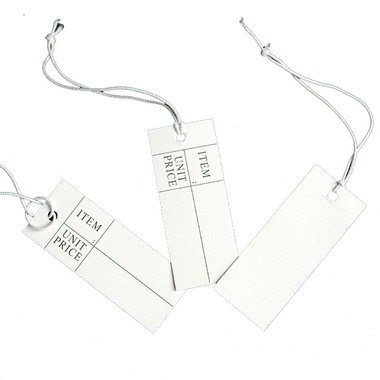 1000 Tie-On String Price Label Tag White Rectangle 1.5