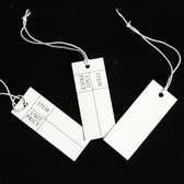 Tie-On Stretch String Price Label Tag White 1.5" Printed