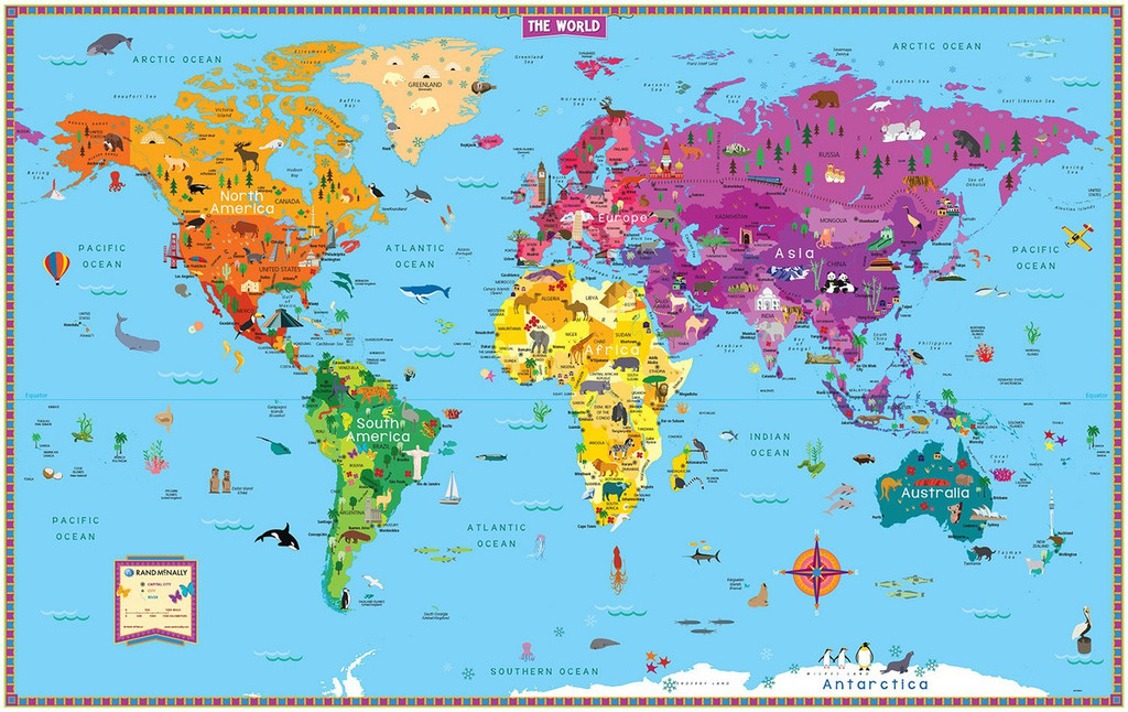 Kids' Illustrated Map Of The World - Rand McNally Store