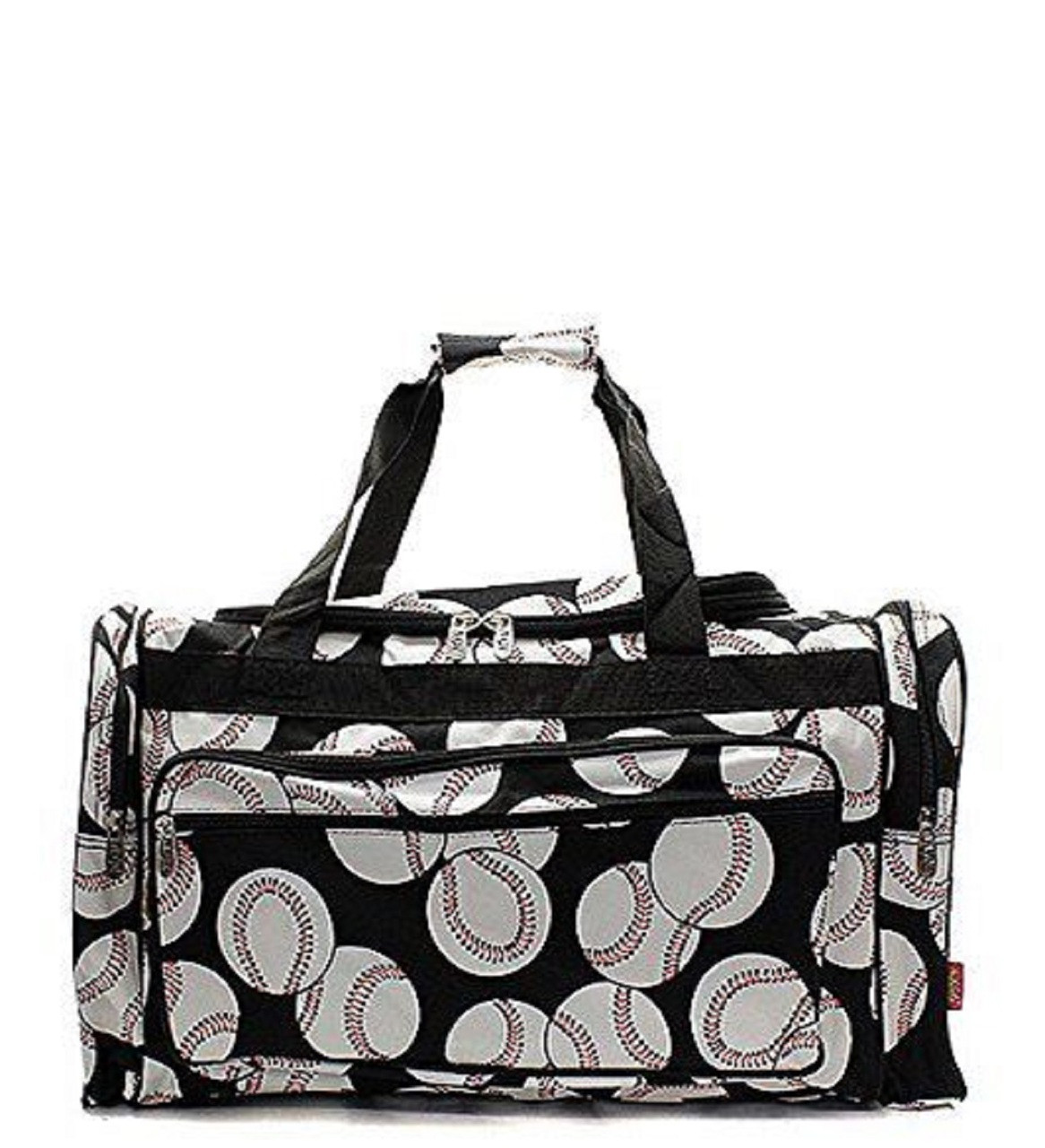 Handbag Inc Canvas Lightweight Baseball Print 20" Duffel Bag Black