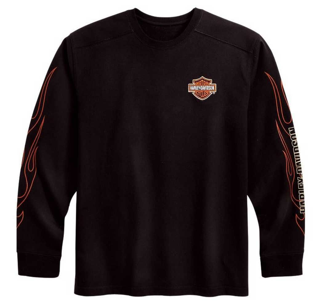 Harley Davidson® Mens Bar And Shield Flames Long Sleeve Tee Black 99042 09vm Wisconsin Harley 