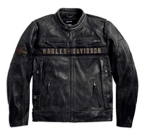 mens harley davidson leather jackets clearance Harley-Davidson® Men's Passing Link Triple Vent Leather Jacket 98074-14VM - Wisconsin Harley ...