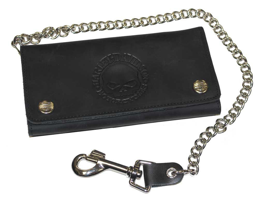 Harley-davidson® Men's Embossed Willie G. Skull Biker Chain Wallet 