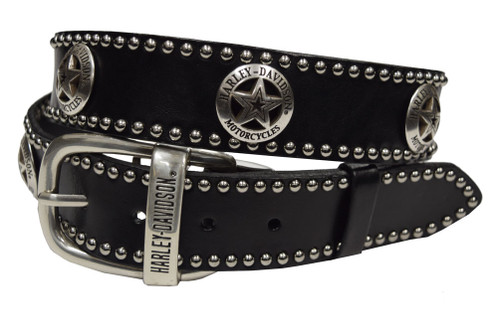 Harley-Davidson® Men&#39;s Belt, Sheriff Western Conchos, Black Leather HDMBT10004 - Wisconsin ...