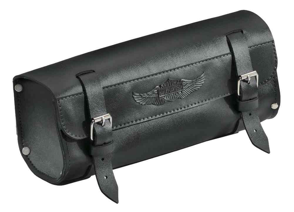 HarleyDavidson® Handlebar/Fork Bag, Durable Leather, 11 inch Black