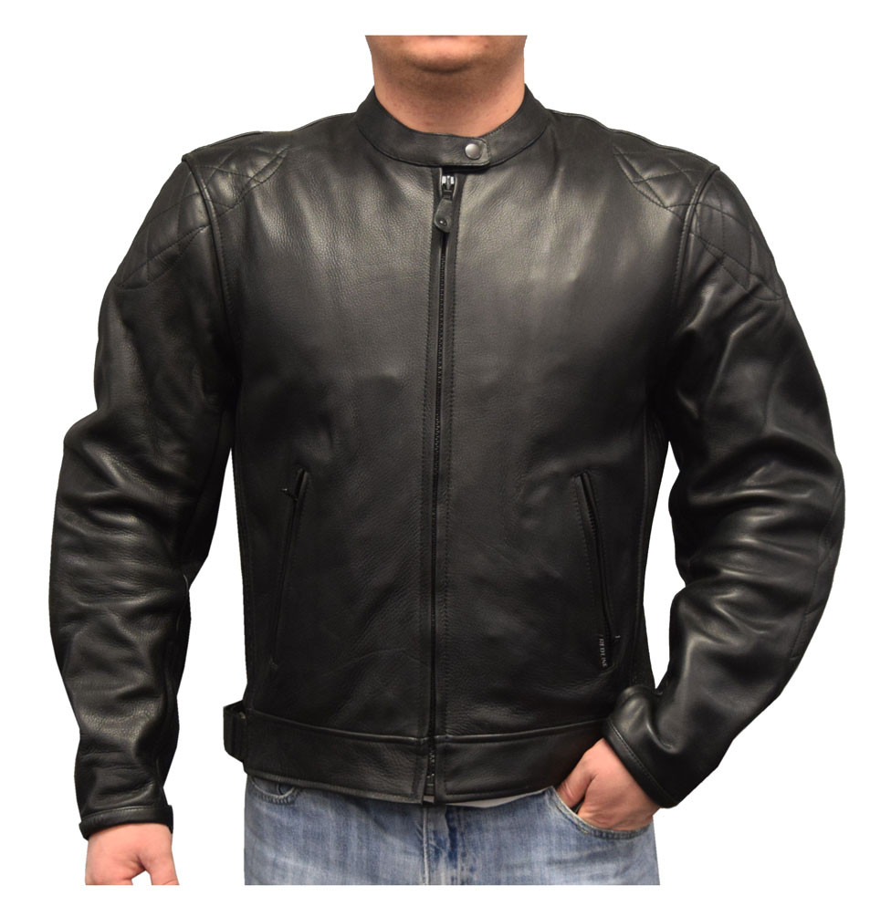 Redline Men's Cowhide Leather European Motorcycle Jacket w/ Armor ...