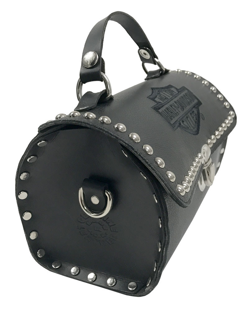 HarleyDavidson® Womens Embroidered B&S Studded Barrel Leather Purse