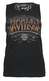 Harley-Davidson® Women's Draped Front Lace Back Panel Top, Black 96100 ...
