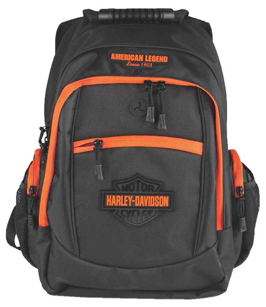 Harley-Davidson® Neon Orange Sculpted Bar & Shield Backpack, Black ...