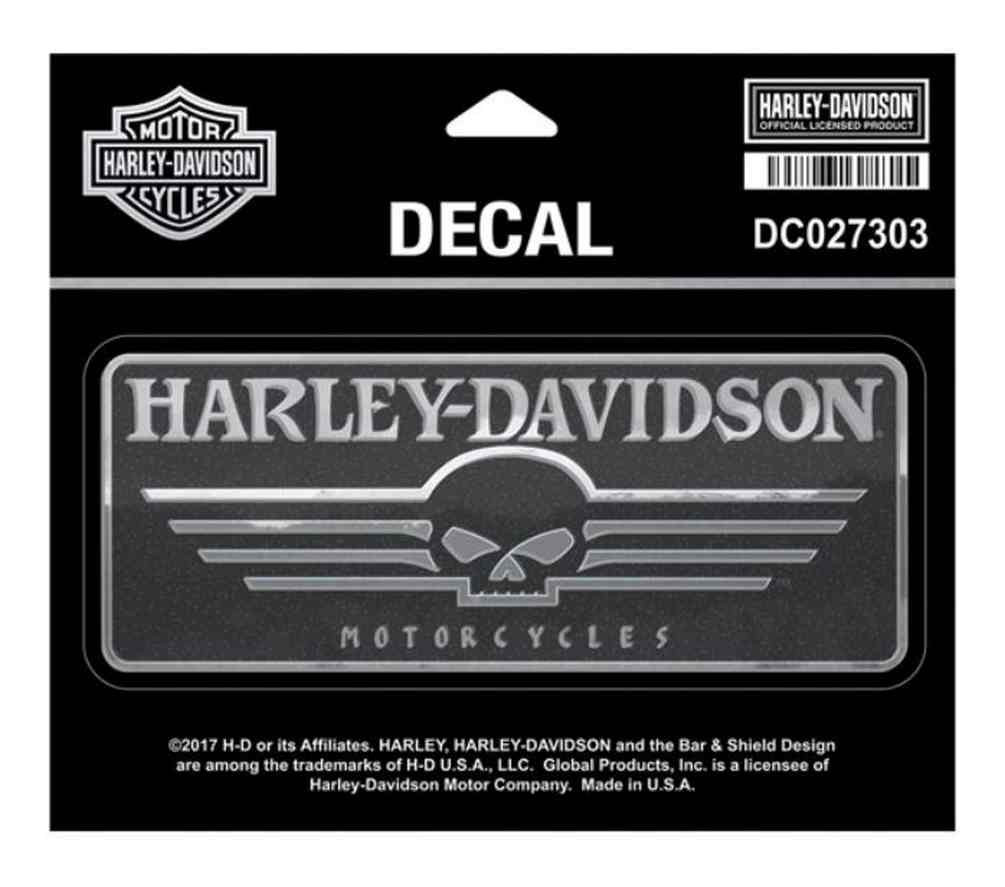 Harley-Davidson® Linear Willie G Skull Chrome Decal, MD 5.625 x 2.375 ...