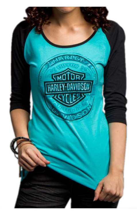 Harley-Davidson® Women's Handcrafted Badass 3/4 Sleeve Raglan Shirt ...