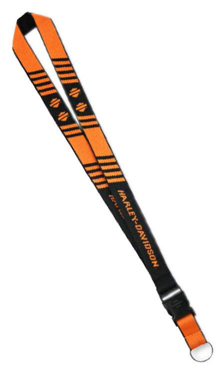 Harley-Davidson® H-D Break Striped Bar & Shield Lanyard, Orange & Black ...