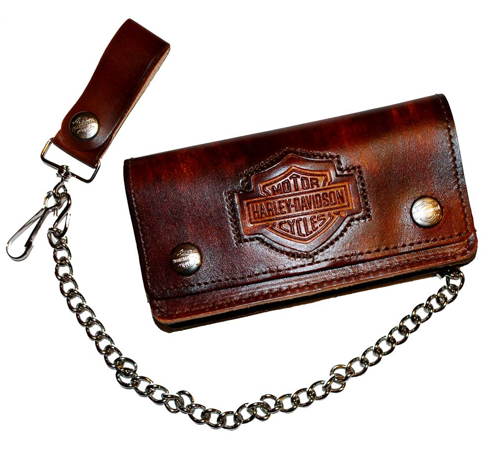 Harley-Davidson® Men's Bar & Shield Biker Chain Wallet Antique Brown ...