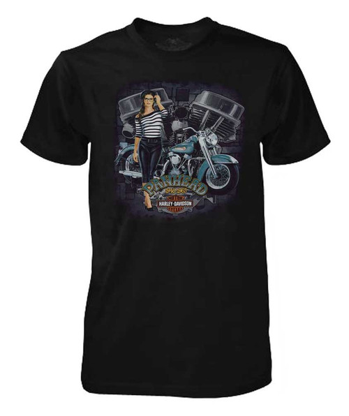 Harley-Davidson® Men's T-Shirt, Panhead V-Twin Engine Pinup Girl, Black ...