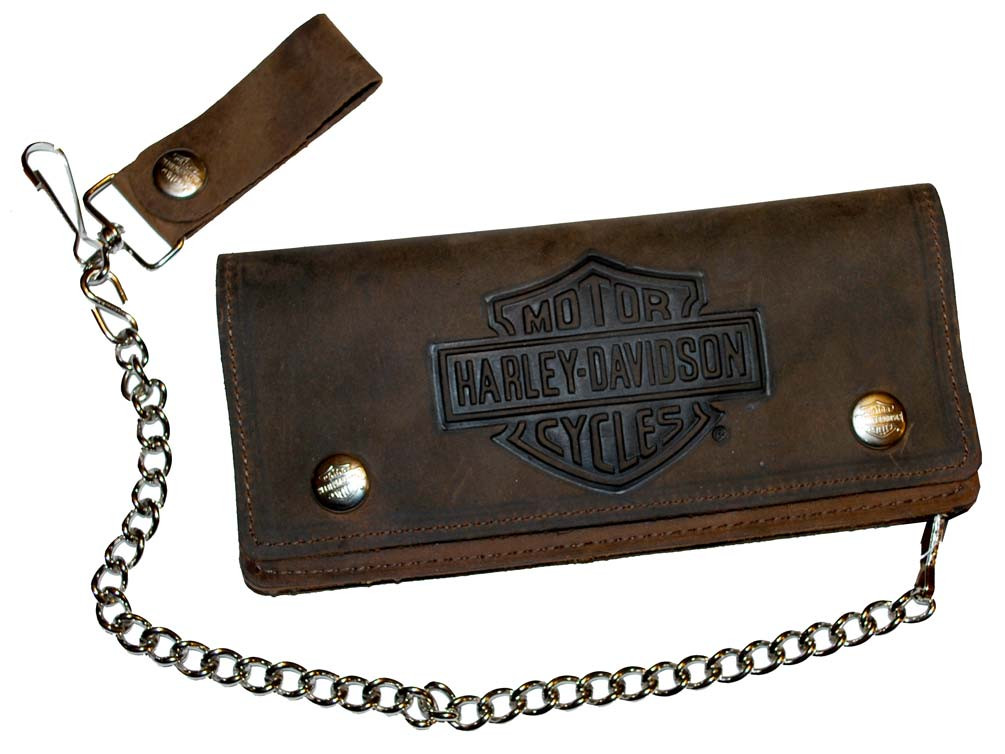 harley davidson wallet with chain for men Harley-Davidson® Men's Embossed Bar & Shield Biker Chain Wallet Leather BW404H - Wisconsin ...