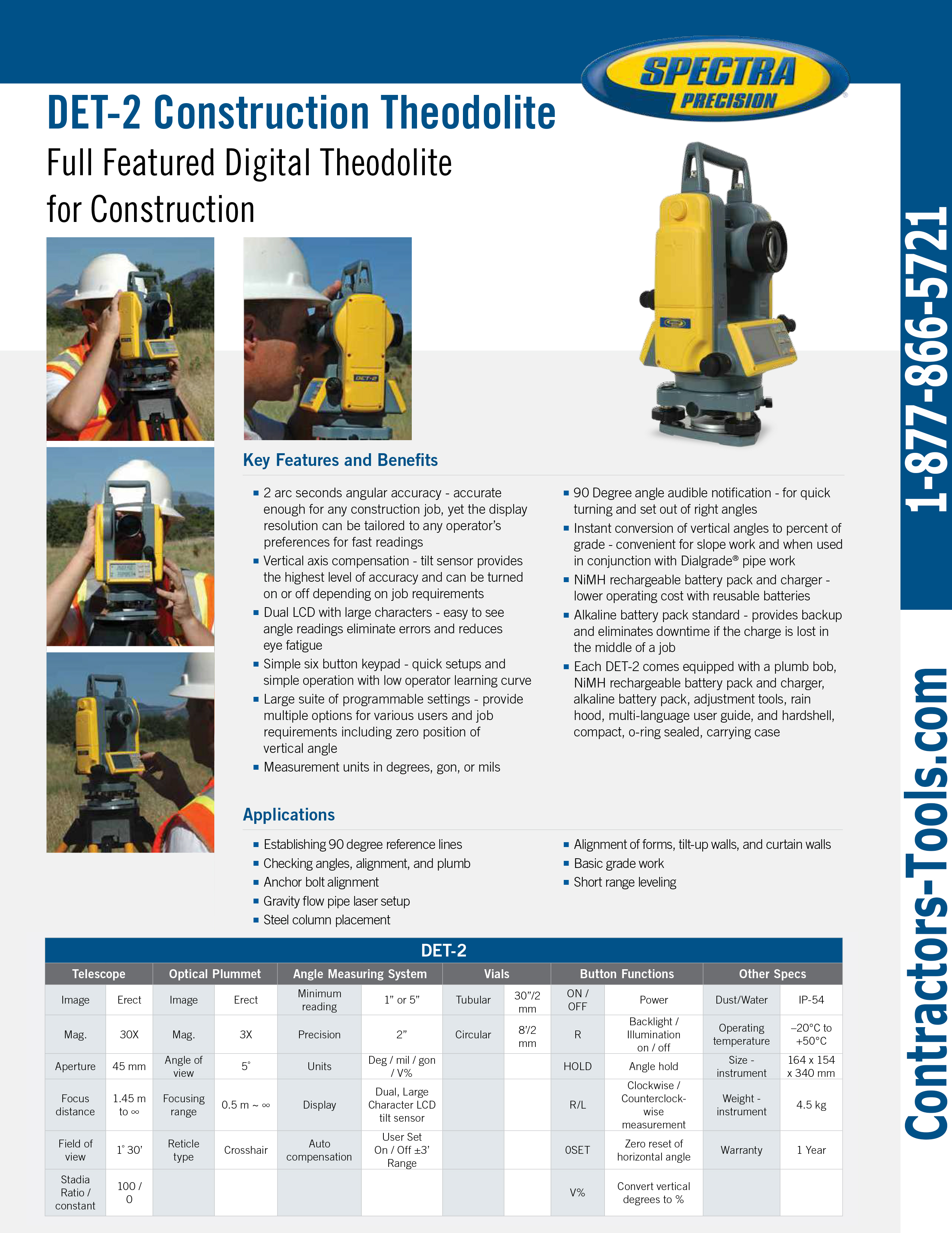 Spectra Precision DET-2 Theodolite 2-Second Accuracy - Digital Transit ...
