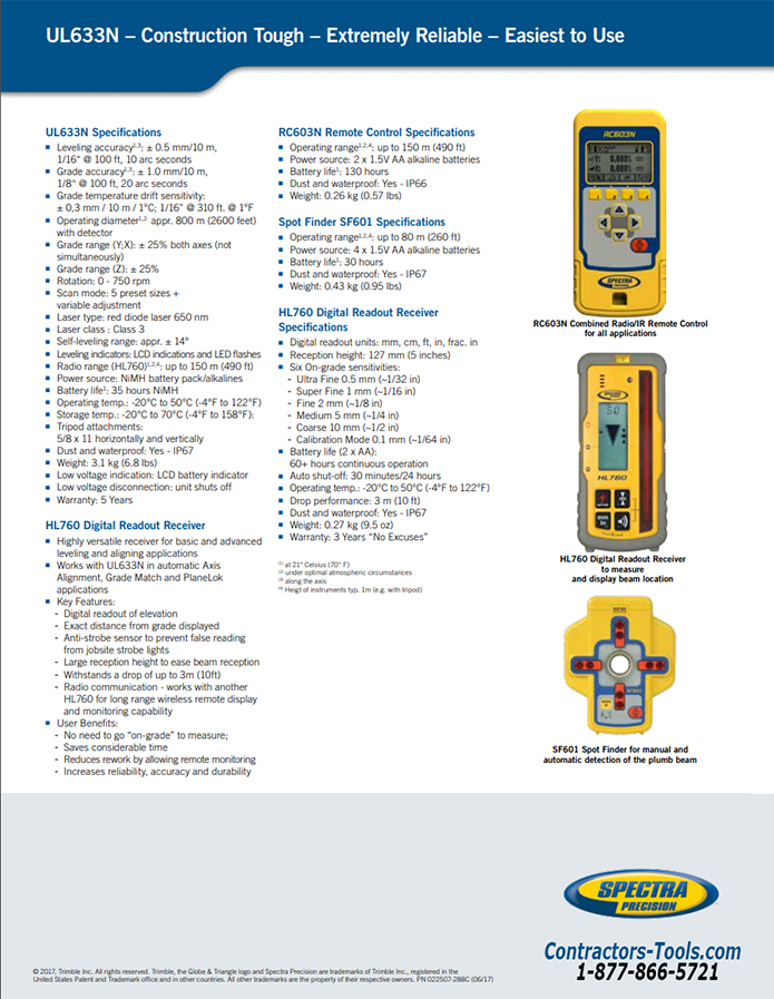 Spectra Precision UL633N Universal Laser Level with RC803 Remote